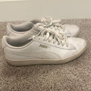 Puma Classic White and Gold Sneakers